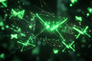 Obraz premium Green digital email network communication