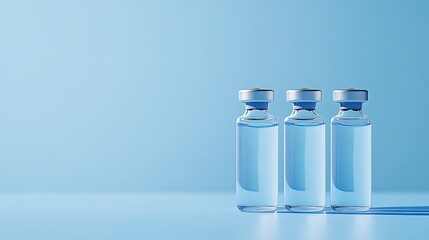 Three Medical Vials on Blue Background
