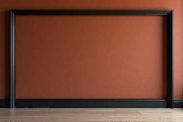 Fototapeta premium Empty Room with Dark Trim and Terracotta Wall, Ideal for Interior Design Mockups