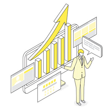 businessman presenting yellow growth chart clip art preview