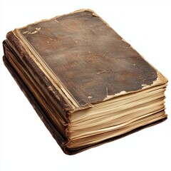 Obraz premium Old Leather Bound Book with Worn Cover and Torn Edges, Antique Literature, Vintage Item for Collectors