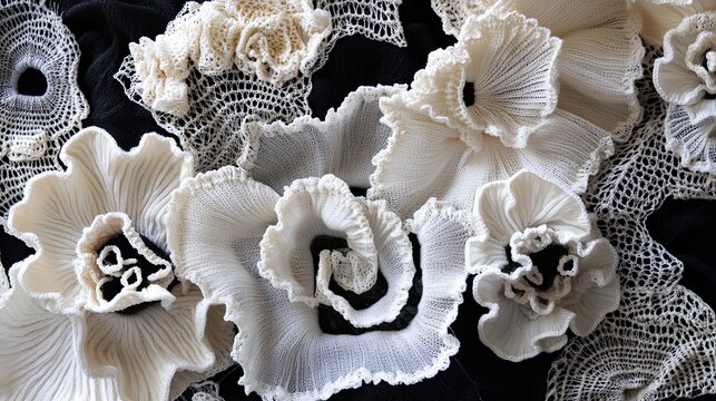 Abstract Coral Inspired Embroidery Design On Dark Background