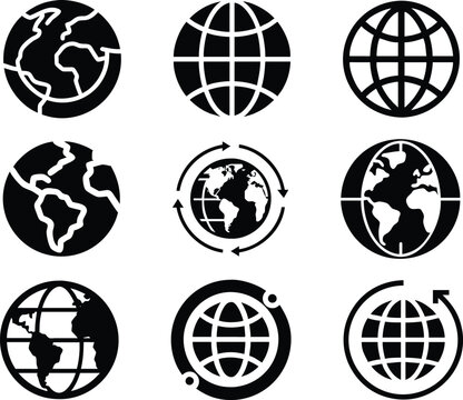 World golbe icon. globe icon set, set of globes, vector set of globes, web, website, earth icon set, Erath vector illustration.