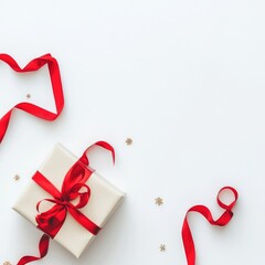 Elegant Christmas Gift Box with Red Ribbon
