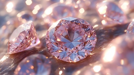 Fototapeta premium Sparkling Pink Diamonds Glimmering Softly