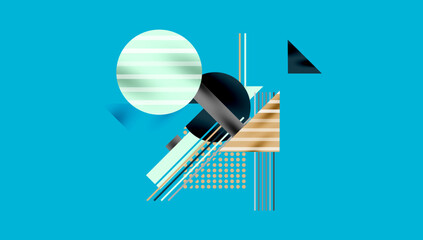 Circles, triangles, squares, rings and lines with shadow effect