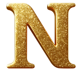 N 3d letter gold glitter n alphabet png clipart cutout transparent isolated