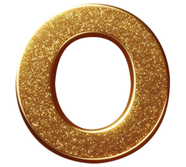 O 3d letter gold glitter 0 alphabet png clipart cutout transparent isolated