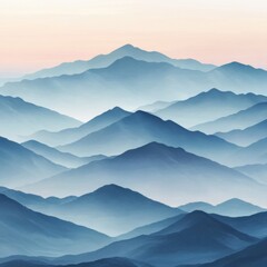 Serene Layered Mountain Range Silhouettes at Dusk with Gradient Sky
