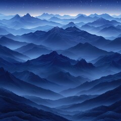 Obraz premium Serene Night Over Majestic Mountain Range Under Starry Sky