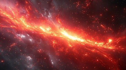 Fototapeta premium Radiant red electric currents flowing through a dark abstract space