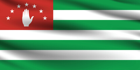 Flag of Abkhazia. Abkhazia flag official colors and proportion digital vector illustration. Pleated flag.