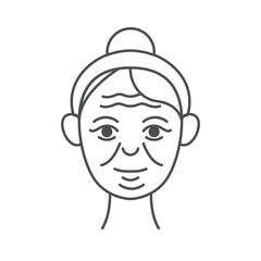 Minimalist face wrinkles icon in a modern, thin-line style with pink accents. Ideal for beauty, skincare branding, spa, wellness, product packaging, social media, and digital marketing.