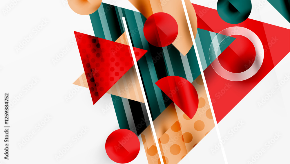 Poster Modern geometric background - overlapping triangles with smooth gradients and semi-transparency