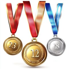 Assorted Medals with Diverse Ribbon Colors for Sports Achievement and Recognition Celebrations