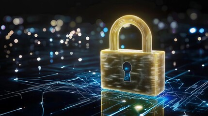 Identity Management Securing Organizing Digital Safety Digital lock symbolizing data security concept.