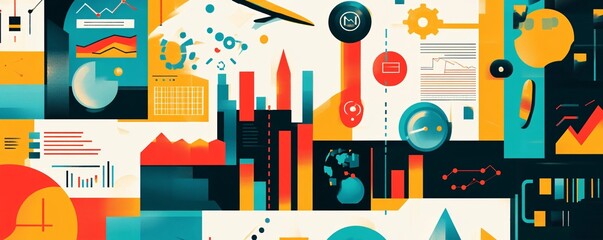 Obraz premium Abstract business concept illustration with charts and graphs