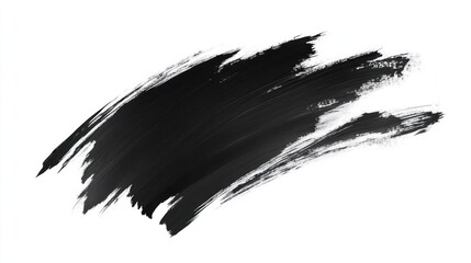 Black paint brush stroke, white background, texture, design element