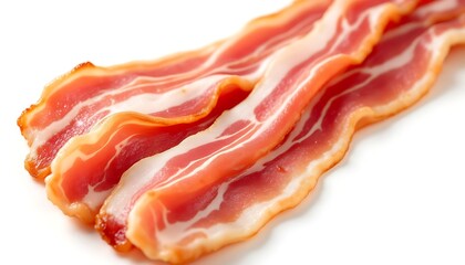 Crispy Bacon Strips on White Surface Ready for Breakfast
