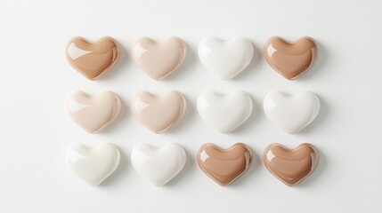 Fototapeta premium Heart-shaped decorative items minimalist setting digital image soft color palette flat lay aesthetic appeal