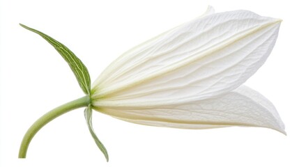White flower, side view, studio shot, pure background, design element