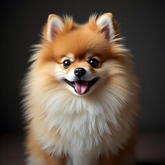 Obraz premium Adorable Pomeranian Dog Portrait: A Fluffy Friend