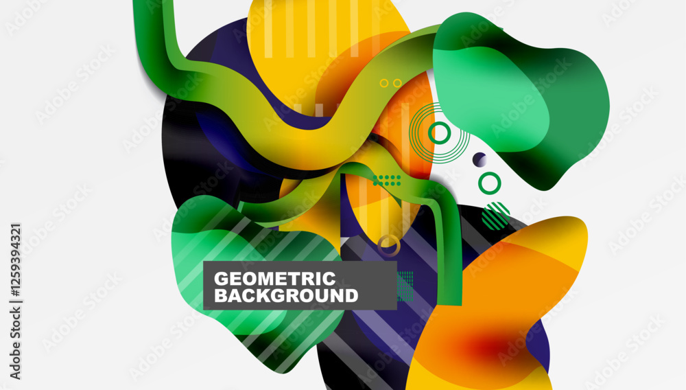 Poster vibrant abstract background overlapping shapes