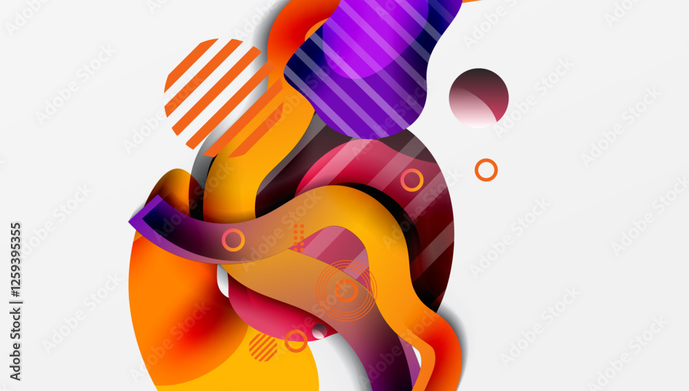Poster abstract background - lines circles and liquid shapes