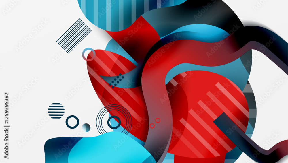 Poster abstract liquid shapes and lines background