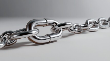 Obraz premium Silver chain link close-up, studio shot, strength, connection