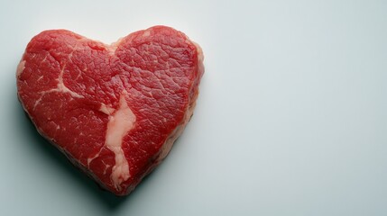 Naklejka na ściany i meble Heart-shaped steak on white background, food photography, Valentine's Day