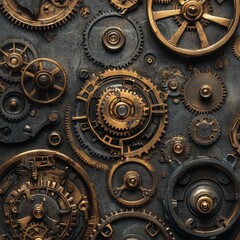 Vintage Gears and Cogs Background for Industrial Steampunk Design