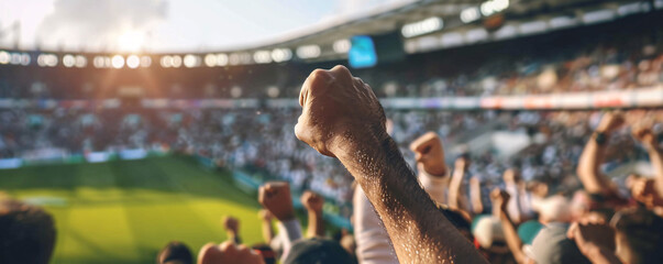 Victory celebration at sports stadium