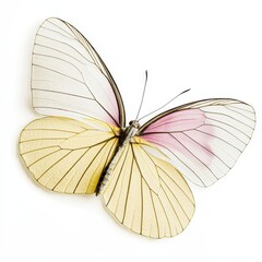 Fototapeta premium Delicate White Butterfly with Transparent Wings and Subtle Coloration
