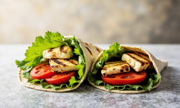 Healthy Grilled Halloumi and Vegetable Wraps