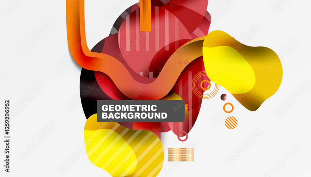 Poster abstract background - lines circles and liquid shapes