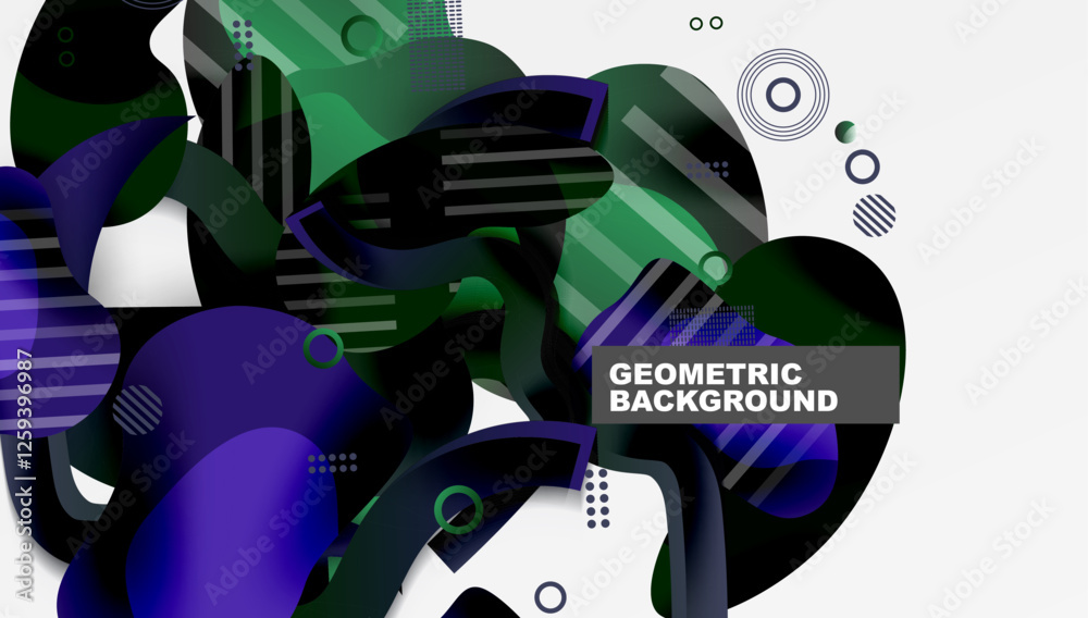 Poster Abstract background - Lines circles and liquid shapes