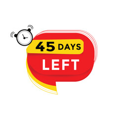 45 days left, sale web banner countdown promo deal timer element. vector illustration design.