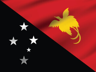 Flag of Papua New Guinea. Papua New Guinea flag official size and color standards digital vector illustration. Waving flag.