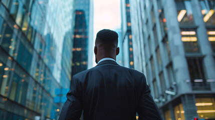 Businessman gazing at urban skyline
