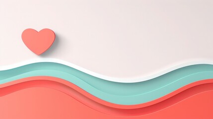 A minimalist design featuring a coral heart atop soft pastel waves. Perfect for Valentine's Day or any romantic occasion.