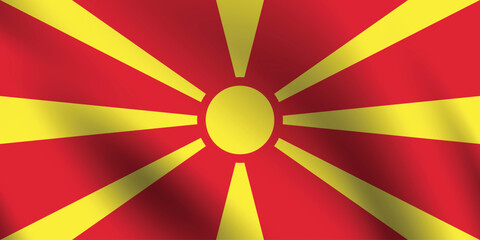 Flag of North Macedonia. North Macedonia flag official size and color standards digital vector illustration. Waving flag.