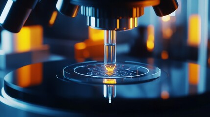 Cutting-edge biotechnology lab with CRISPR technology. Featuring gene editing and genetic research. Highlighting biotechnological advancements. Ideal for genetic engineering publications.