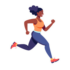 Jogger runs energetically along a path, showcasing her commitment to health and fitness. The sunny weather adds to the vibrancy of the outdoor cardio workout experience