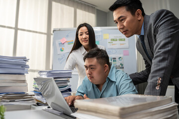 Asian young businessman patient work with manager in office workplace. 