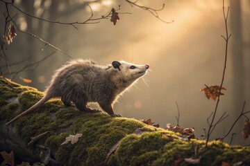 Vintage Opossum Portrait: Sepia-Toned Wildlife Photography