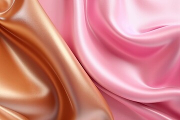 Obraz premium ピンクと金色のメタリックな布の曲線的な抽象背景