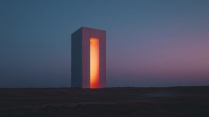 tower under a twilight sky, its structure glowing softly in the fading light, creating a striking contrast with the darkening landscape