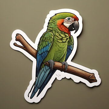 diecut sticker of blue winged macaw parriot