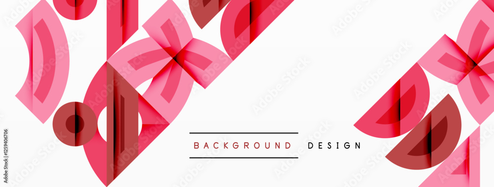 Aufkleber Abstract geometric background with shapes, featuring circular and rounded elements. Bold contrast, smooth gradients, dynamic composition, futuristic style